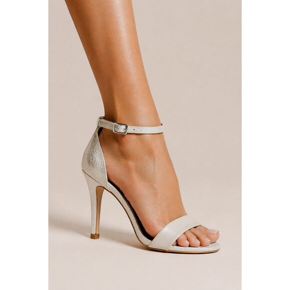 Unbranded Shoes - Women’s Silver Textured Open Toe Ankle Strap Stiletto Heel Sandals Size 7